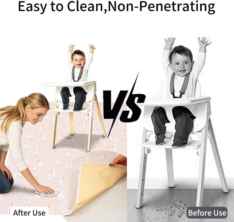 CoolaPeach Splat Mat for Under High Chair/Arts/Crafts, Washable Baby Spill Mat Waterproof Non-Slip Floor Splash Mat, Portable Baby Play Mat and Table Cloth (Goose, 43"x 43") - Image 3